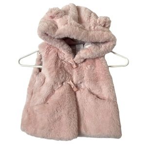 Catherine Malandrino Mini Pink Girls Faux Fur Bear Ears Bunny Tail Vest size 18M